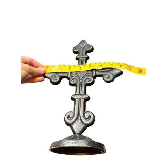 Antique-Style Cross With Fleur-De-Lis Design 12 Inch Tall - Picture 3 of 9